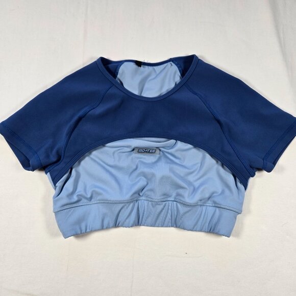 Bo+Tee Crop Top Cut Out Workout Bra‎ Shirt Sz XL? Yoga Pilates Running Athletic - Picture 1 of 4